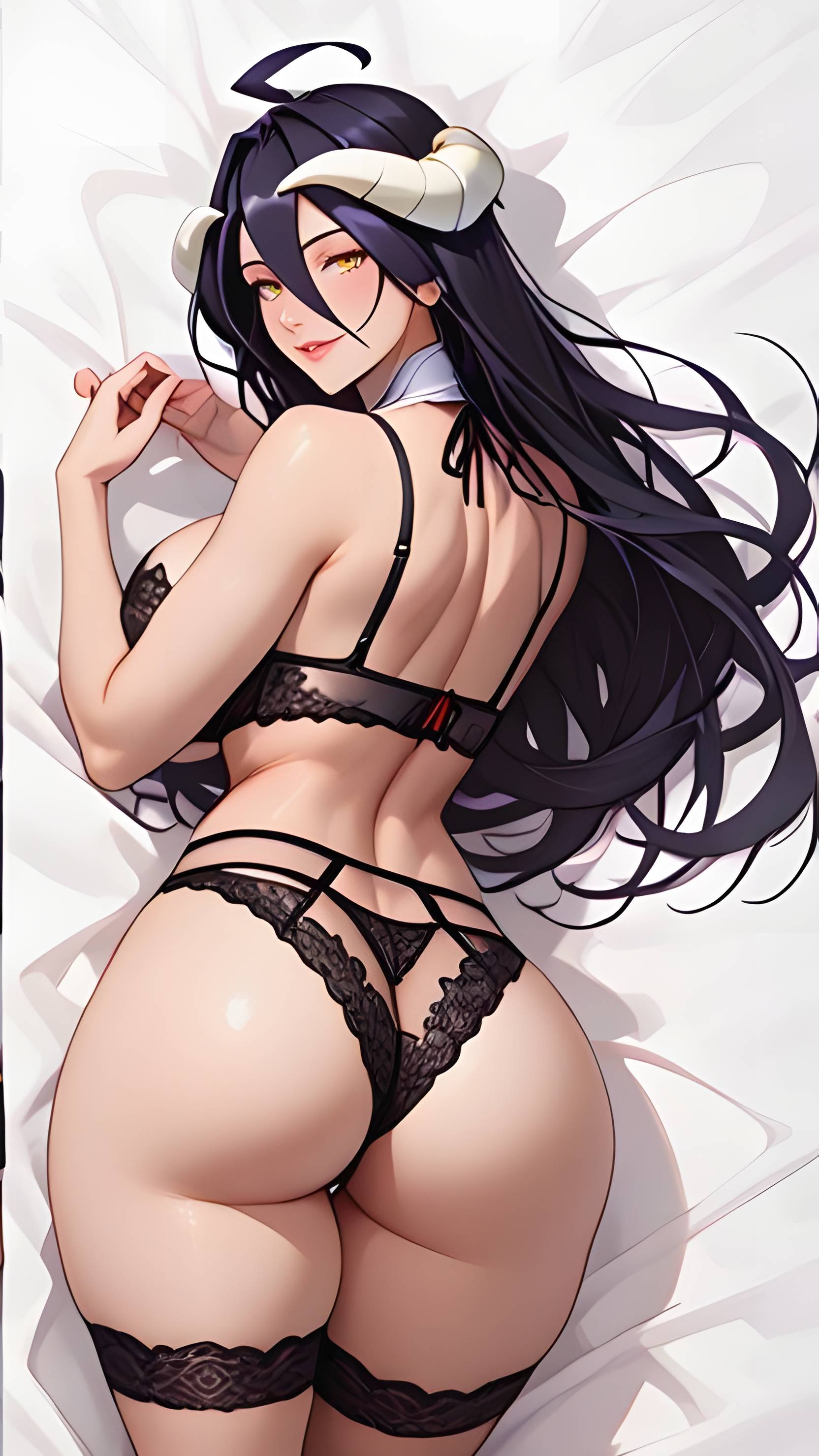 Anime Girl Horn Albedo Dakimakura Double-Sided Waifu Body Pillow Cover - 2WAY